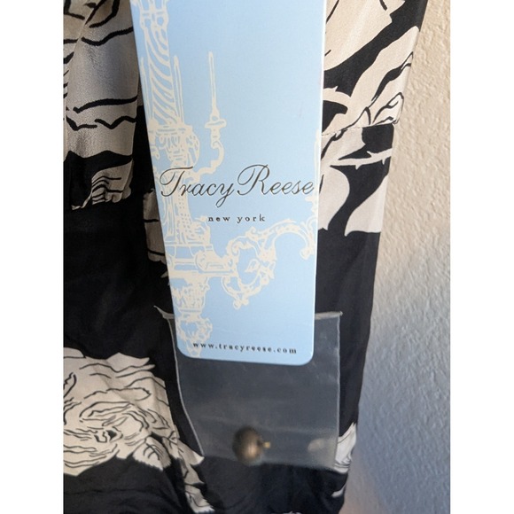NWT Tracy Reese New York 100% Silk Fit and Flare Frock Dress Black Rose Floral 8 - Picture 8 of 16